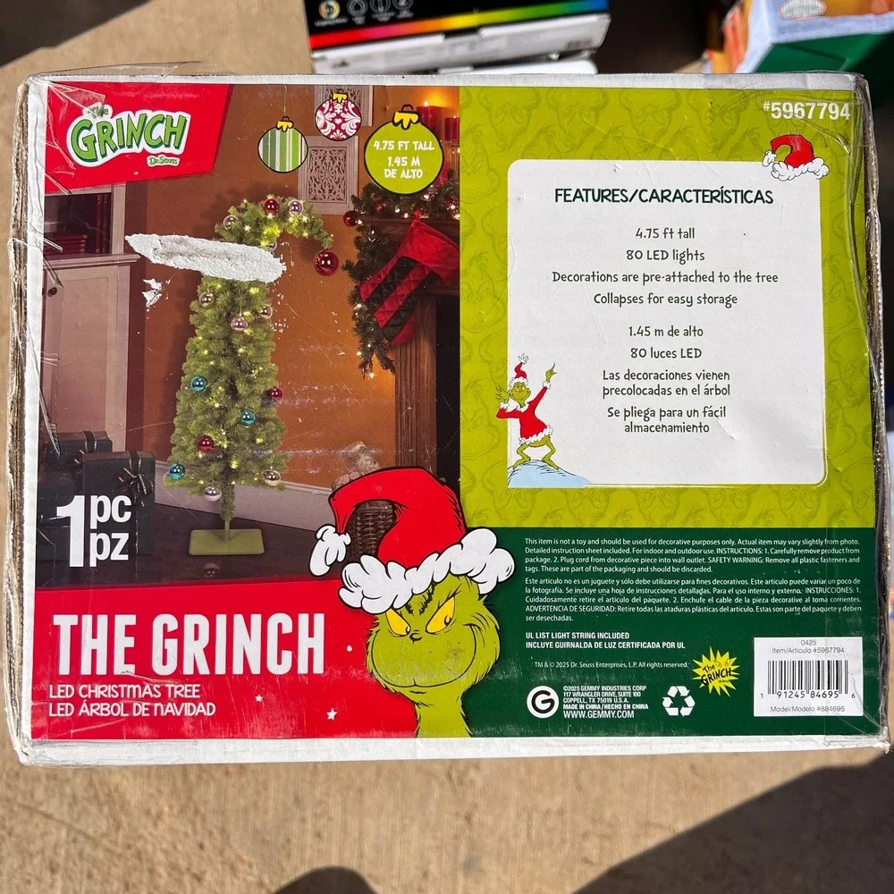 Grinch‎ 4.75-ft LED Dr. Seuss' The Grinch Christmas Pre Lit Tree Decoration 2024